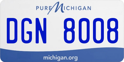 MI license plate DGN8008