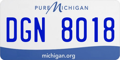 MI license plate DGN8018