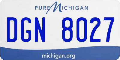 MI license plate DGN8027