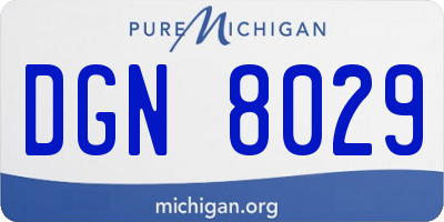 MI license plate DGN8029