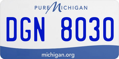 MI license plate DGN8030