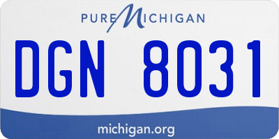 MI license plate DGN8031