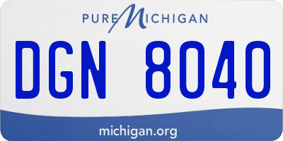 MI license plate DGN8040