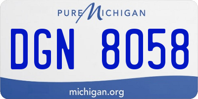MI license plate DGN8058