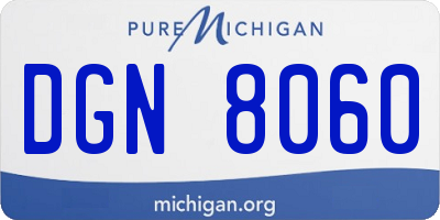 MI license plate DGN8060