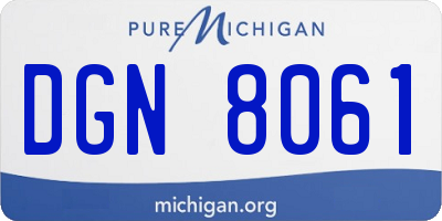 MI license plate DGN8061