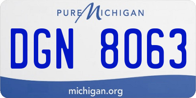 MI license plate DGN8063