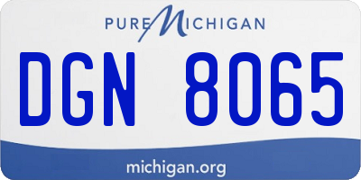MI license plate DGN8065