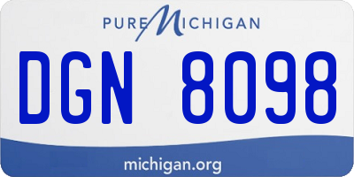 MI license plate DGN8098