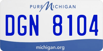 MI license plate DGN8104