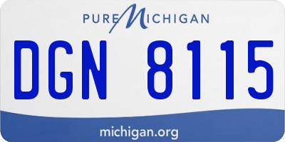 MI license plate DGN8115
