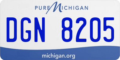 MI license plate DGN8205