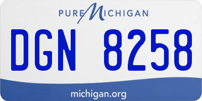 MI license plate DGN8258