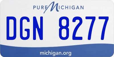 MI license plate DGN8277