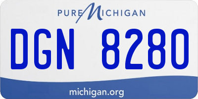 MI license plate DGN8280
