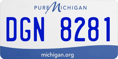 MI license plate DGN8281