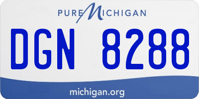 MI license plate DGN8288