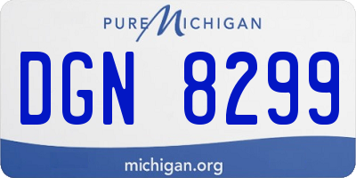 MI license plate DGN8299