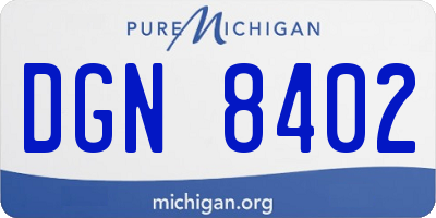 MI license plate DGN8402