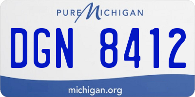 MI license plate DGN8412