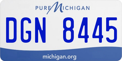MI license plate DGN8445