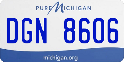 MI license plate DGN8606