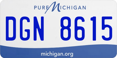 MI license plate DGN8615