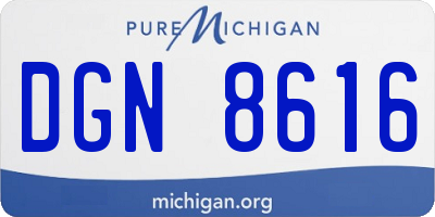 MI license plate DGN8616