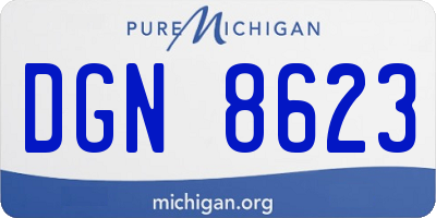 MI license plate DGN8623