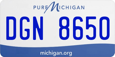 MI license plate DGN8650