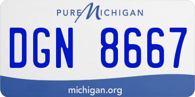 MI license plate DGN8667