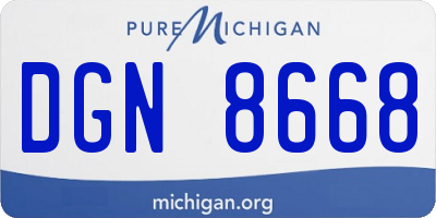 MI license plate DGN8668