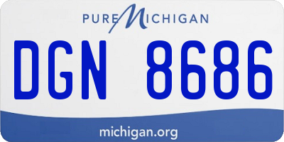 MI license plate DGN8686