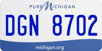 MI license plate DGN8702