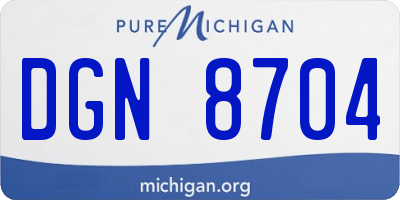 MI license plate DGN8704