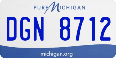 MI license plate DGN8712