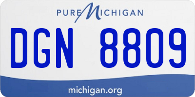 MI license plate DGN8809
