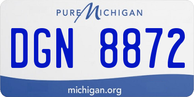 MI license plate DGN8872