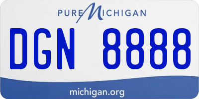 MI license plate DGN8888