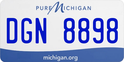 MI license plate DGN8898