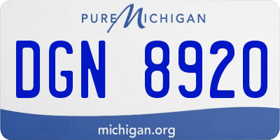 MI license plate DGN8920