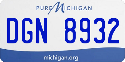 MI license plate DGN8932