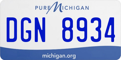 MI license plate DGN8934