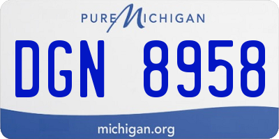 MI license plate DGN8958