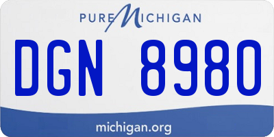 MI license plate DGN8980