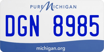 MI license plate DGN8985