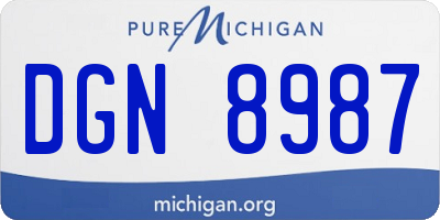 MI license plate DGN8987