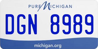 MI license plate DGN8989
