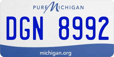 MI license plate DGN8992