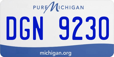 MI license plate DGN9230